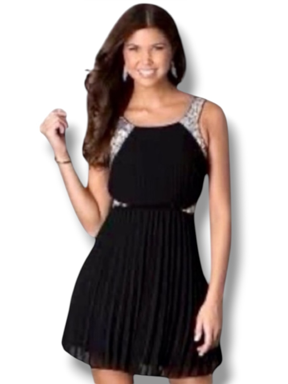 DEB Vintage Y2K Dress Black Mini Embellished Rhinestones Prom HOCO Junior’s 7